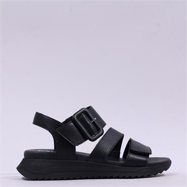 Rieker 3 Strap Buckle Sandal - Black